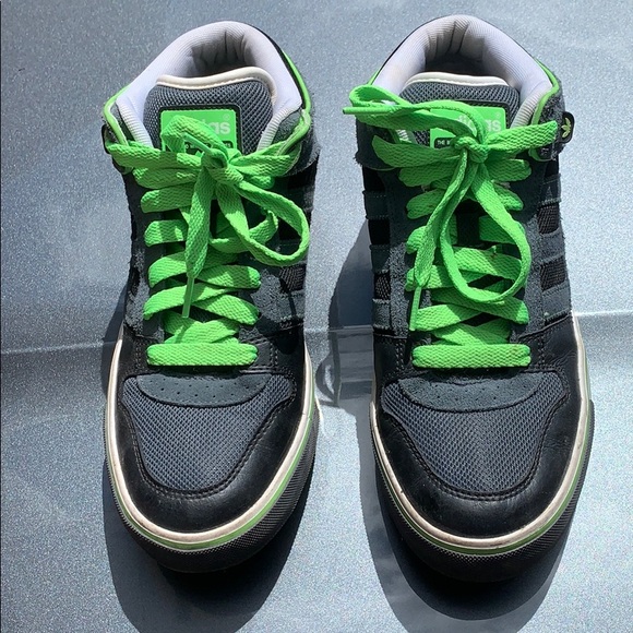 green and white adidas high tops